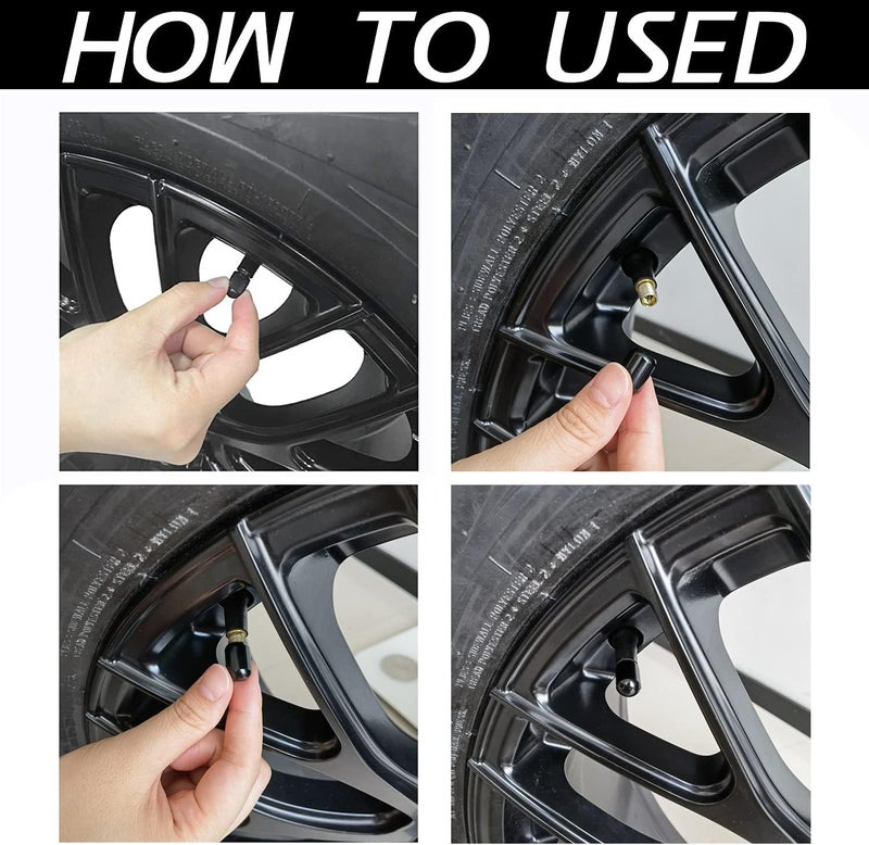 JUSTTOP 4PCS Car Tire Valve Stem Caps, Air Caps Cover, Universal for Cars, SUVs, Bike, Trucks and Motorcycles, Car Wheel & Tire Exterior Accessories-Black - Image 3
